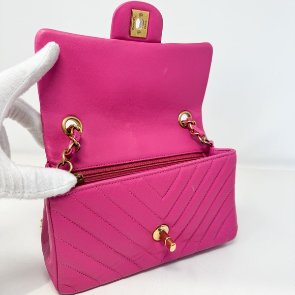Chanel Pink Chevron Mini Rectangular Flap - Picture 7 of 10